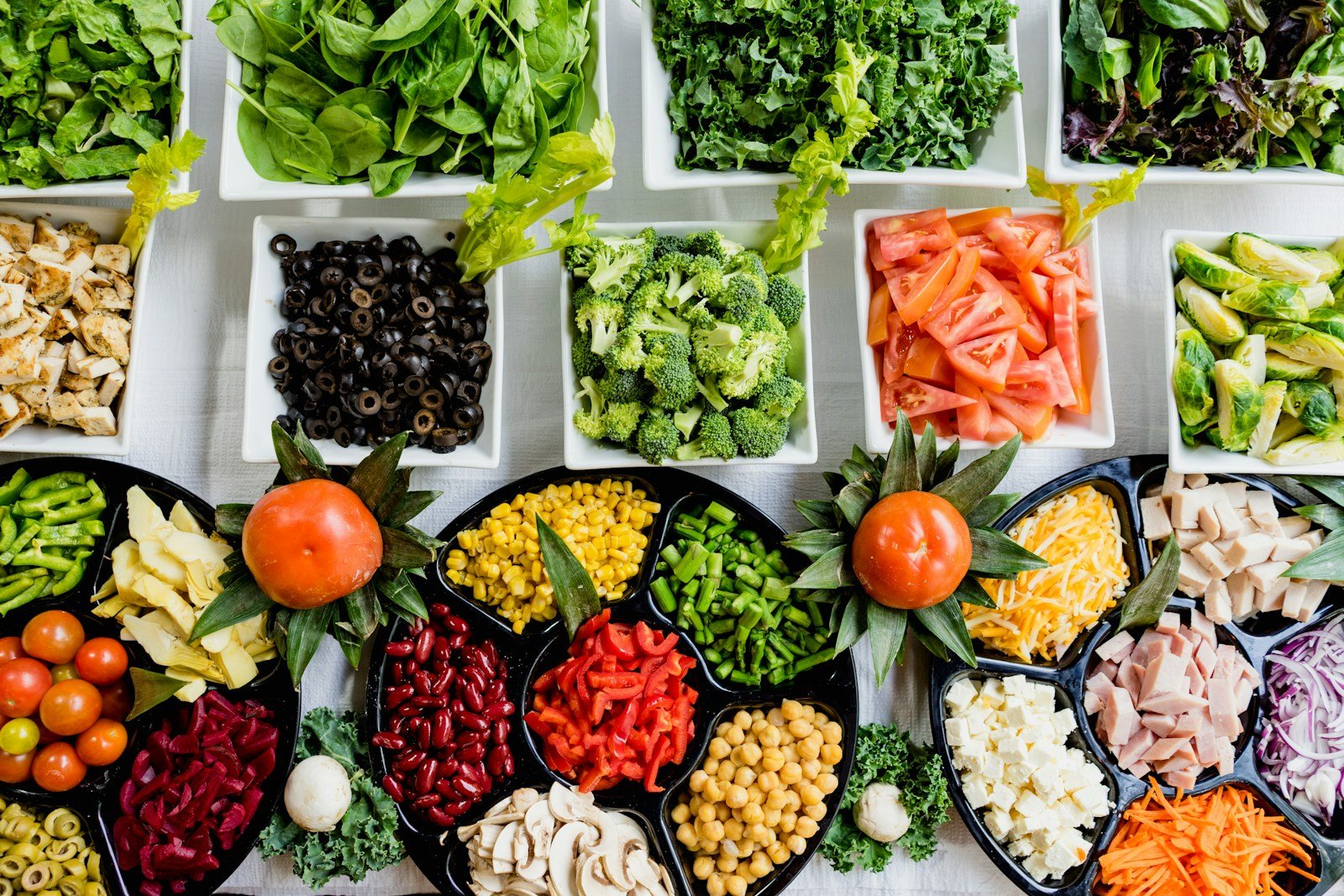 Colorful wholesome foods arranged for an everyday wellness lifestyle